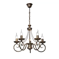 Люстра подвесная V3808-7/5 Vitaluce без плафона на 5 ламп, основание коричневое в стиле классический Люстра подвесная V3808-7/5 Vitaluce без плафона на 5 ламп, основание коричневое в стиле классический